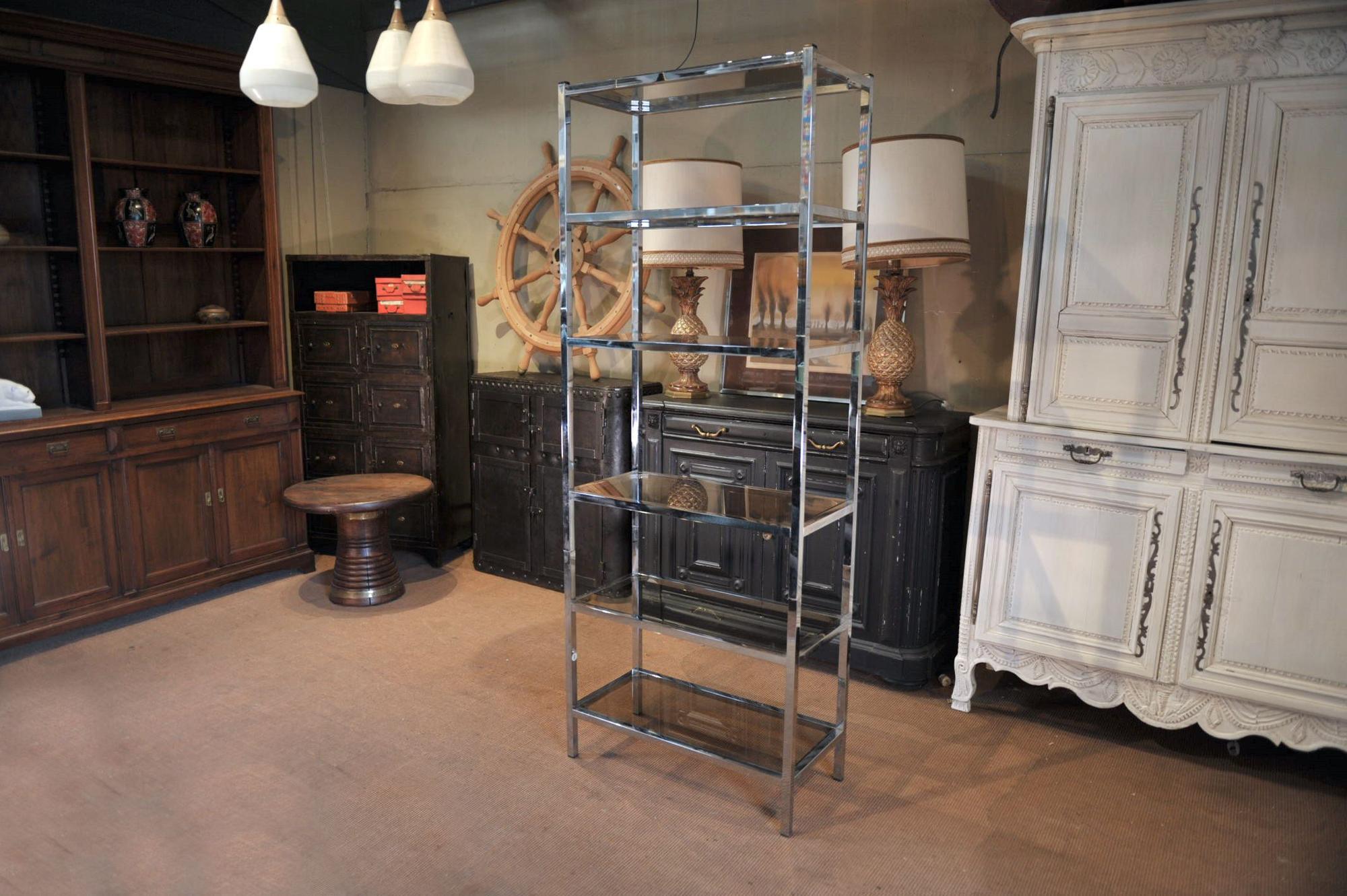 1970 chrome metal design shelf