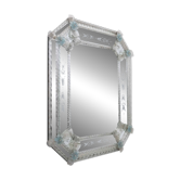 20th Century Venetian Murano Glass Flowers Octagonal Mirror