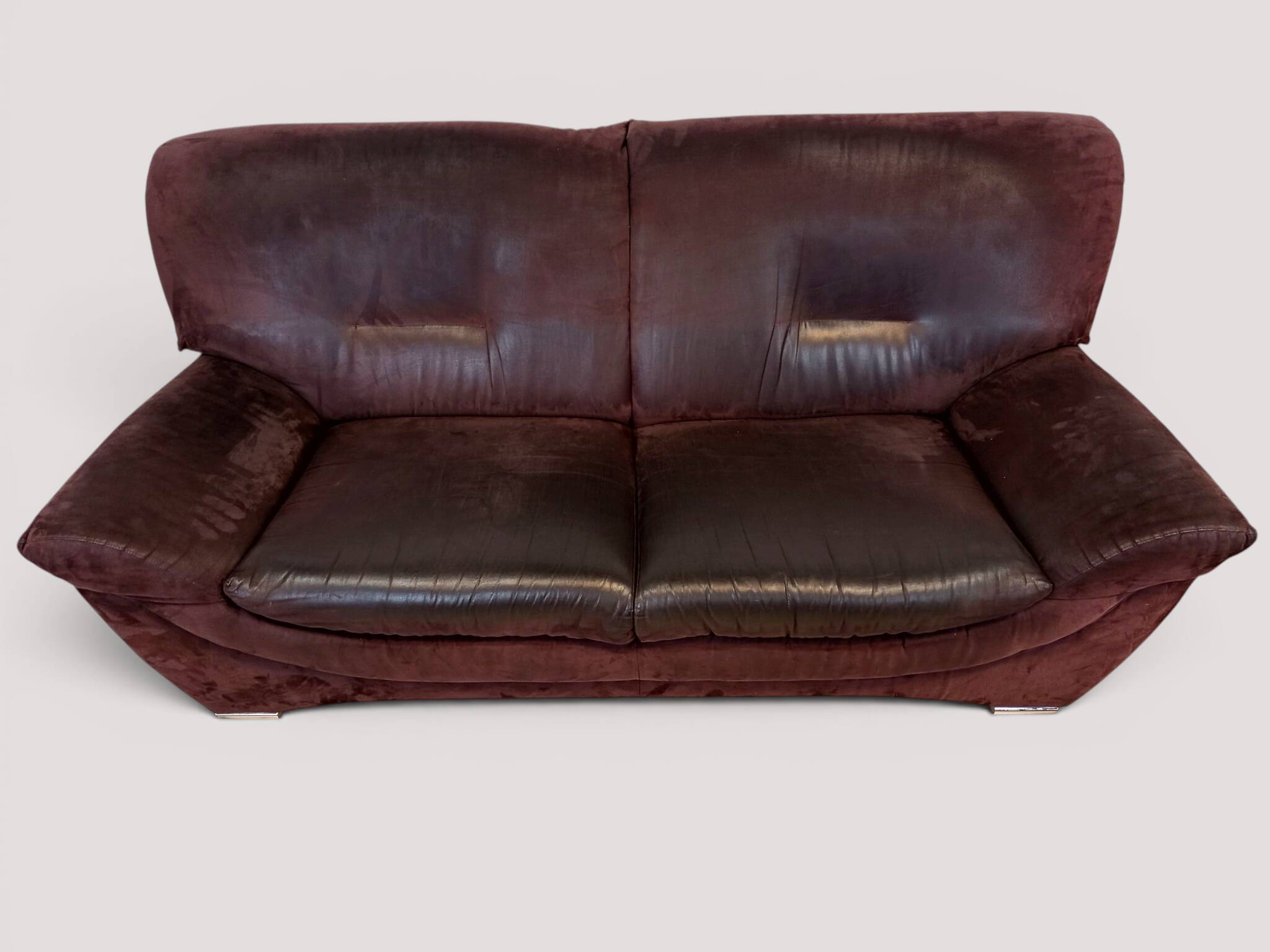 Vintage brown nubuck leather 2-seater sofa "Charisma" – 1980s