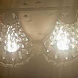 Pair of wall lights with crystal and brass tassels Height 36 cm