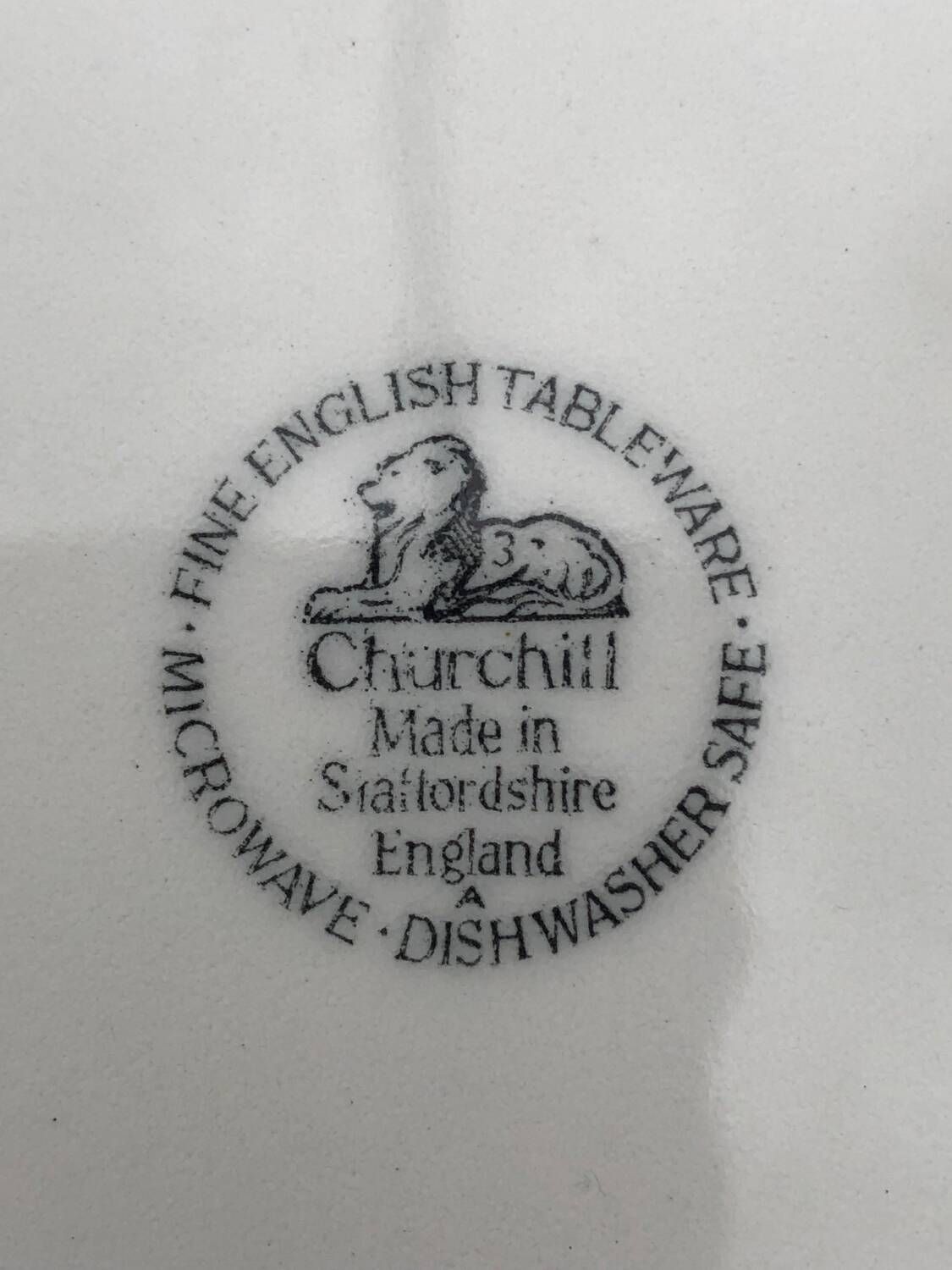 4 Churchill Cobalt Blue English Dinner Plates Made in Staffordshire England
