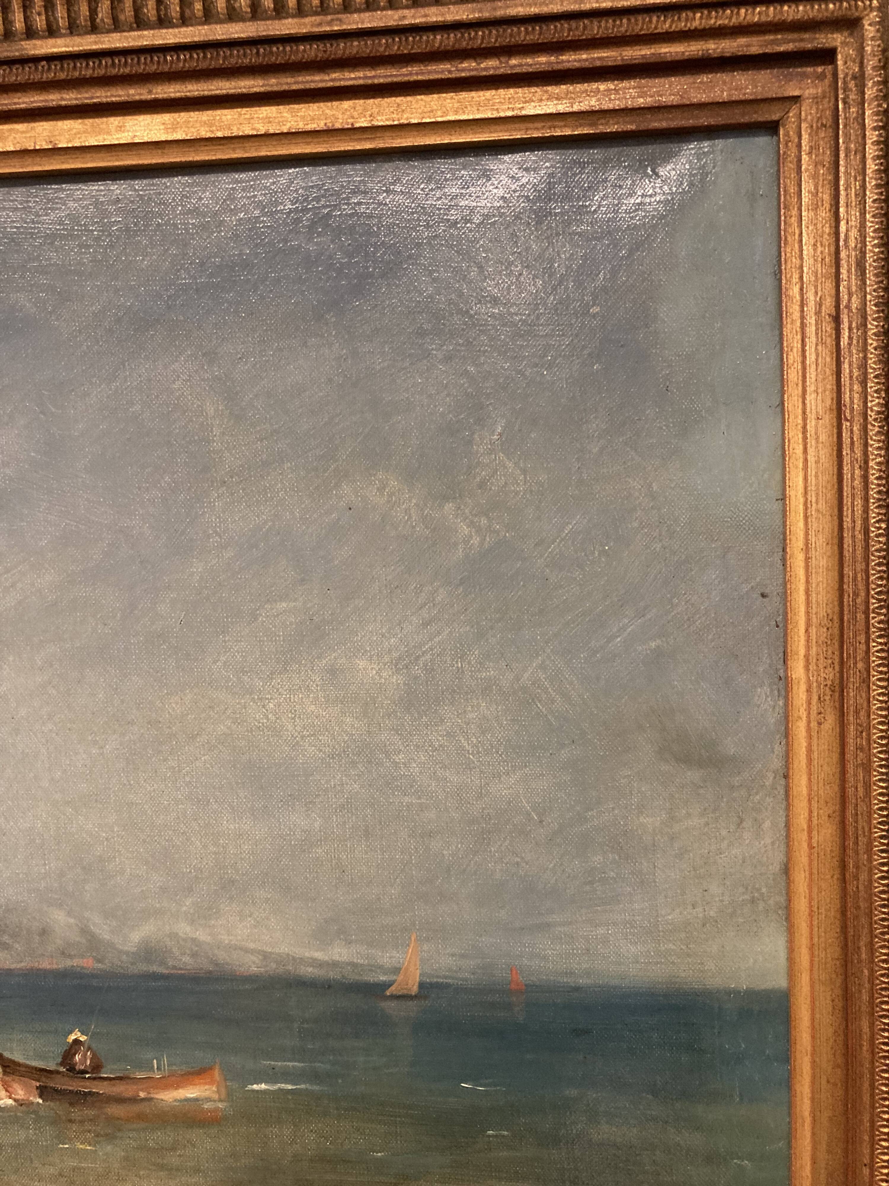 Peter baumgartner (1834-1911), seaside landscape, oil on canvas