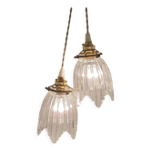 Pair of glass pendant lights