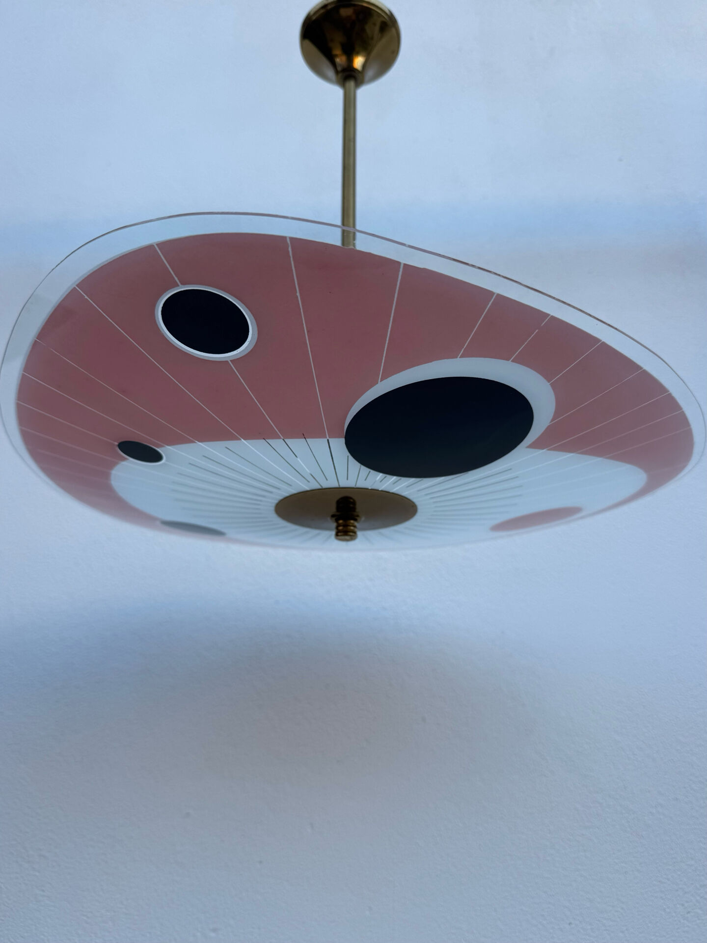 Screen-printed glass pendant from the 1960s