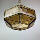Suspension en cristal hexagonal diamanté en laiton doré, Italie, années 1960