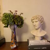 Vintage murano glass vase orange, white brown attributed to carlo moretti