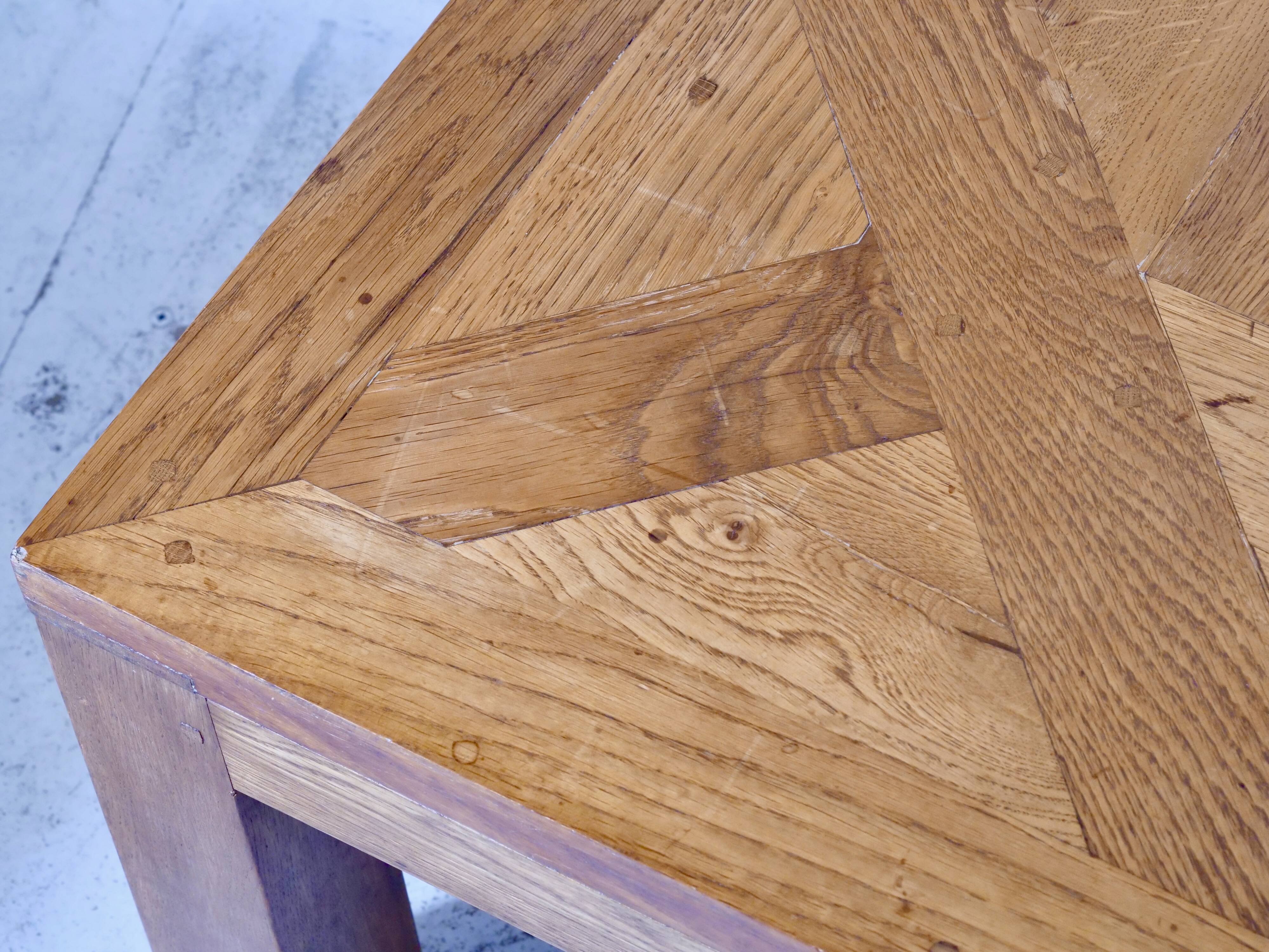 solid oak coffee table Aremberg parquet pattern from the 19th century