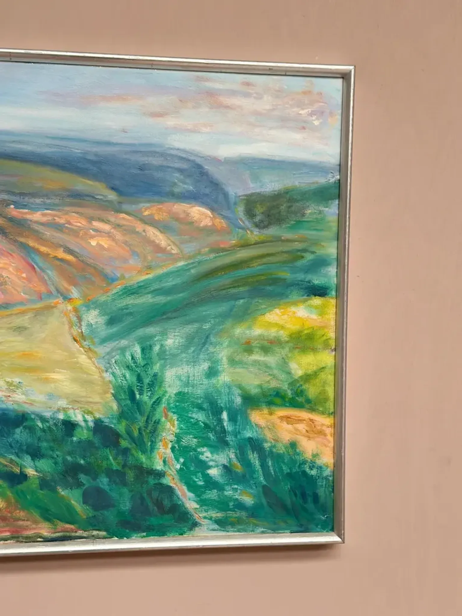 Original Swedish Oil on Canvas – "Landscape" by Lalla Blecher – Signed – Dated 1994 – Framed – 63 × 53 cm (24.8" × 20.9")