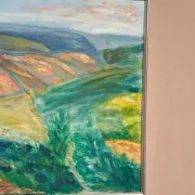 Original Swedish Oil on Canvas – "Landscape" by Lalla Blecher – Signed – Dated 1994 – Framed – 63 × 53 cm (24.8" × 20.9")