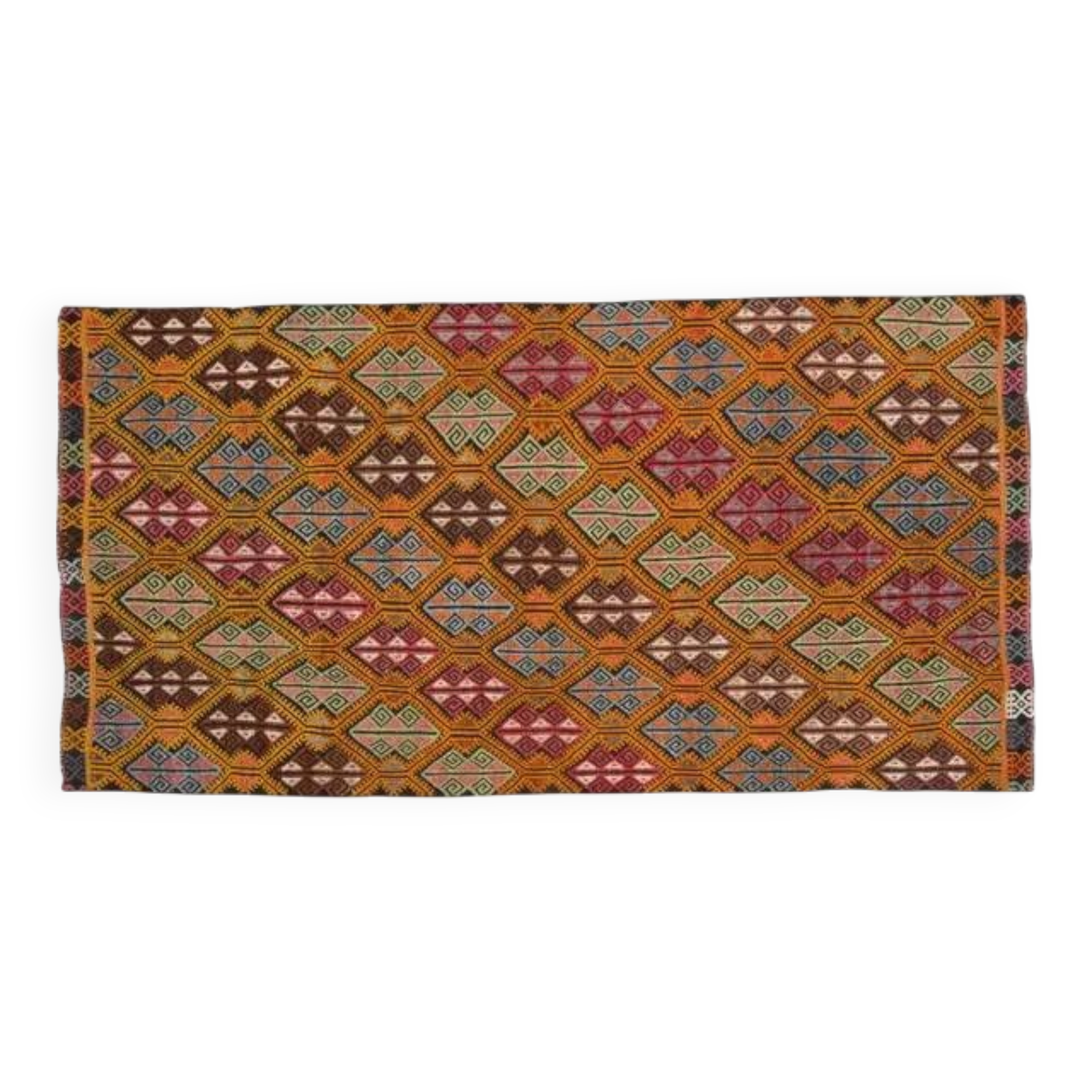 Tapis vintage turc Oushak fait main en laine et coton, années 1970