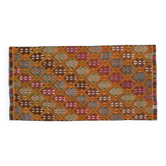 Tapis vintage turc Oushak fait main en laine et coton, années 1970