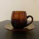 4 tasses verre bullé avec sous tasse marron clair