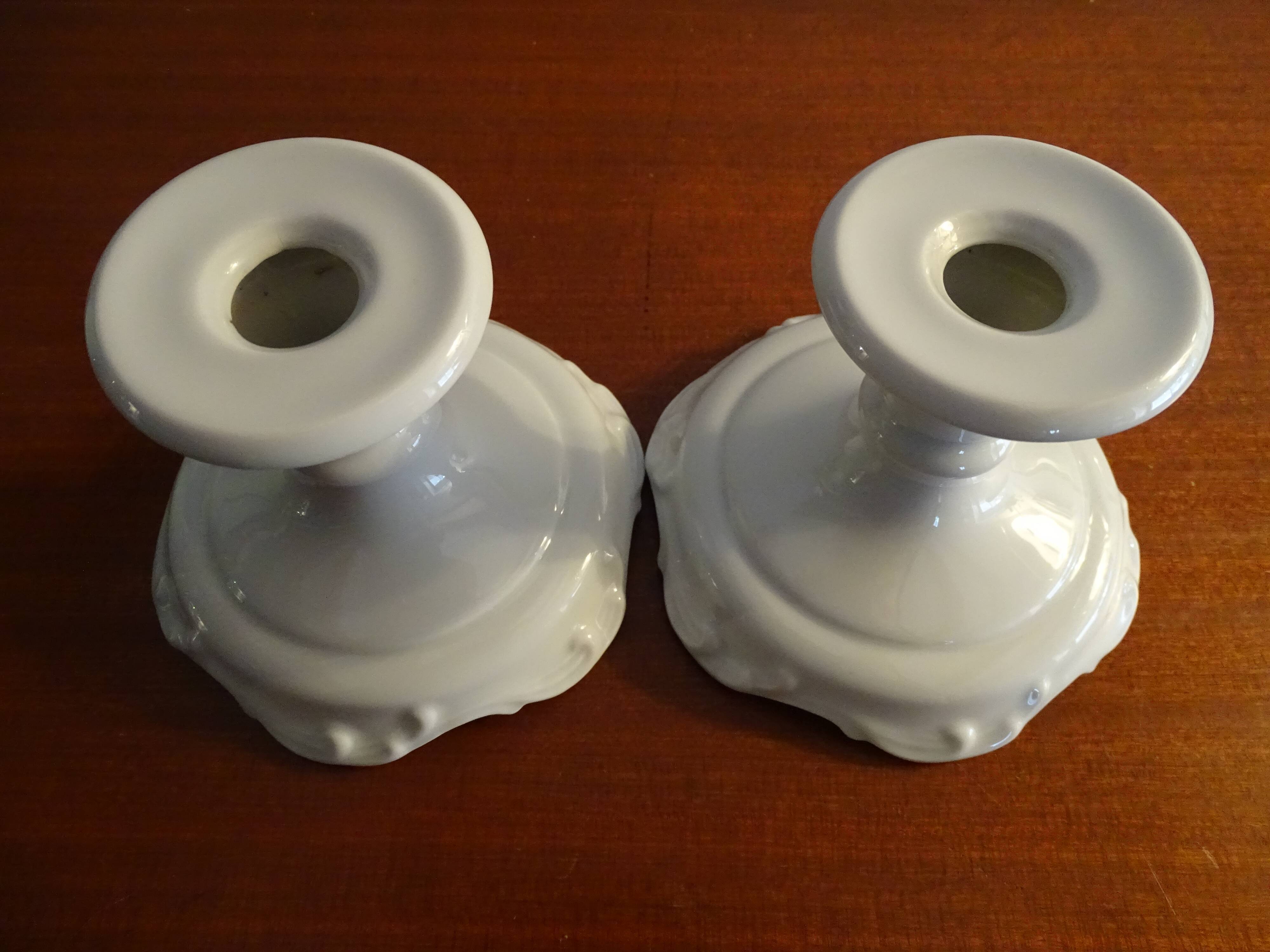 Pair of Limoges porcelain candle holders