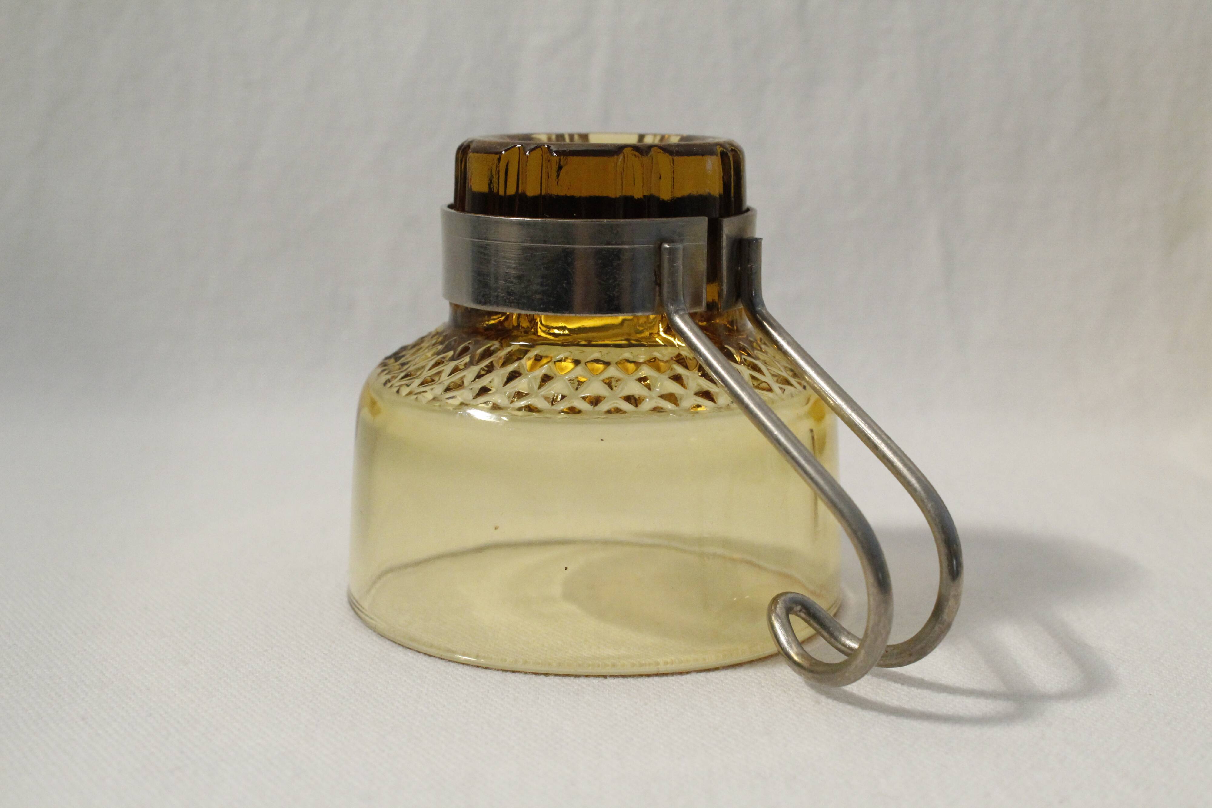 Coffee cups x5 - amber glass and metal handle - Made in Italy