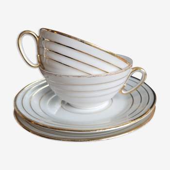 Lot de 2 tasses en porcelaine avec soucoupes