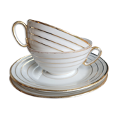 Set of 2 porcelain cups with saucers