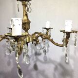 5-light chandelier in bronze and pendants