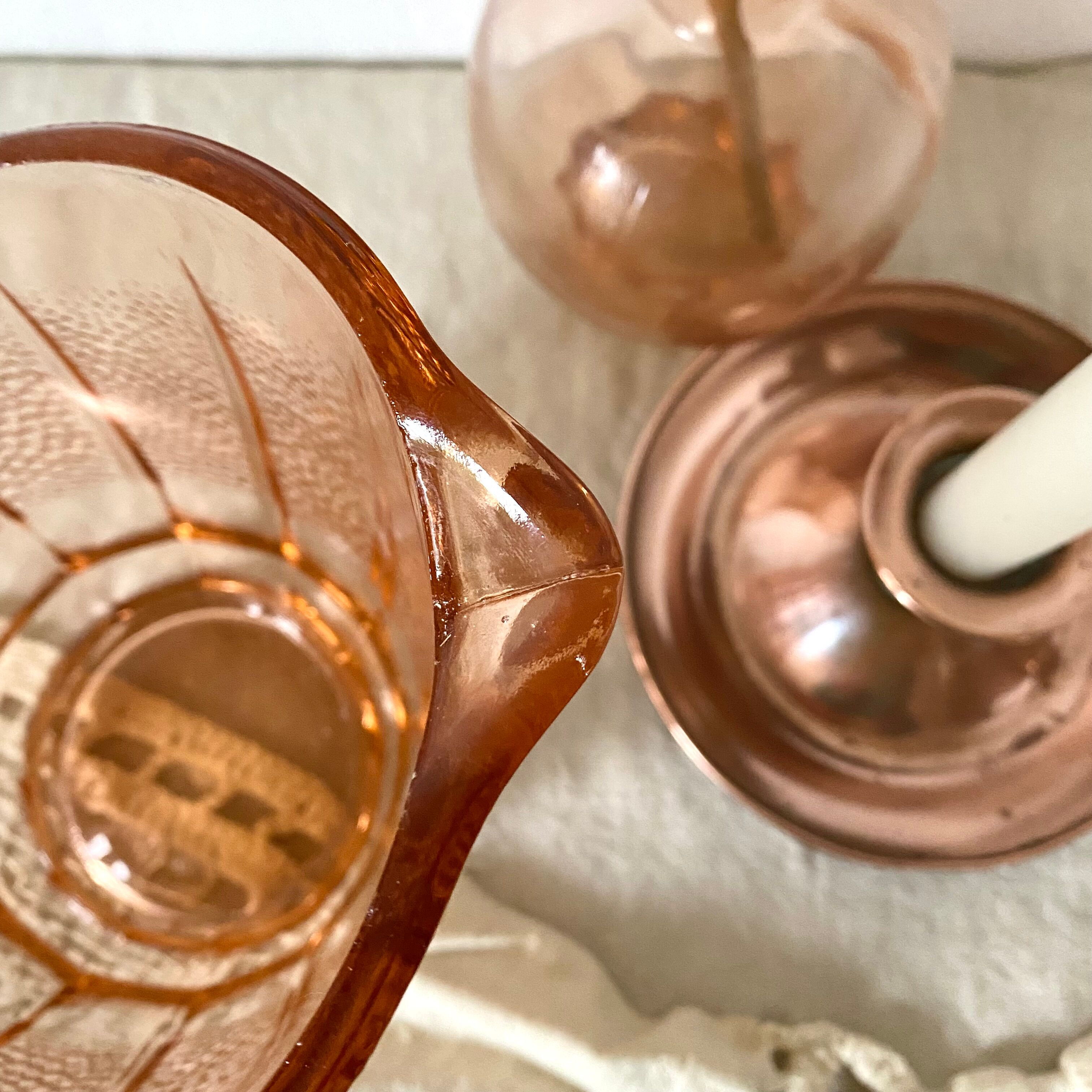 Antique pink glass pitcher