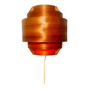 Pine Veneer Curved Wall Lamp By Hans-Agne Jakobsson For Ab Ellysett, Sweden, 1960S