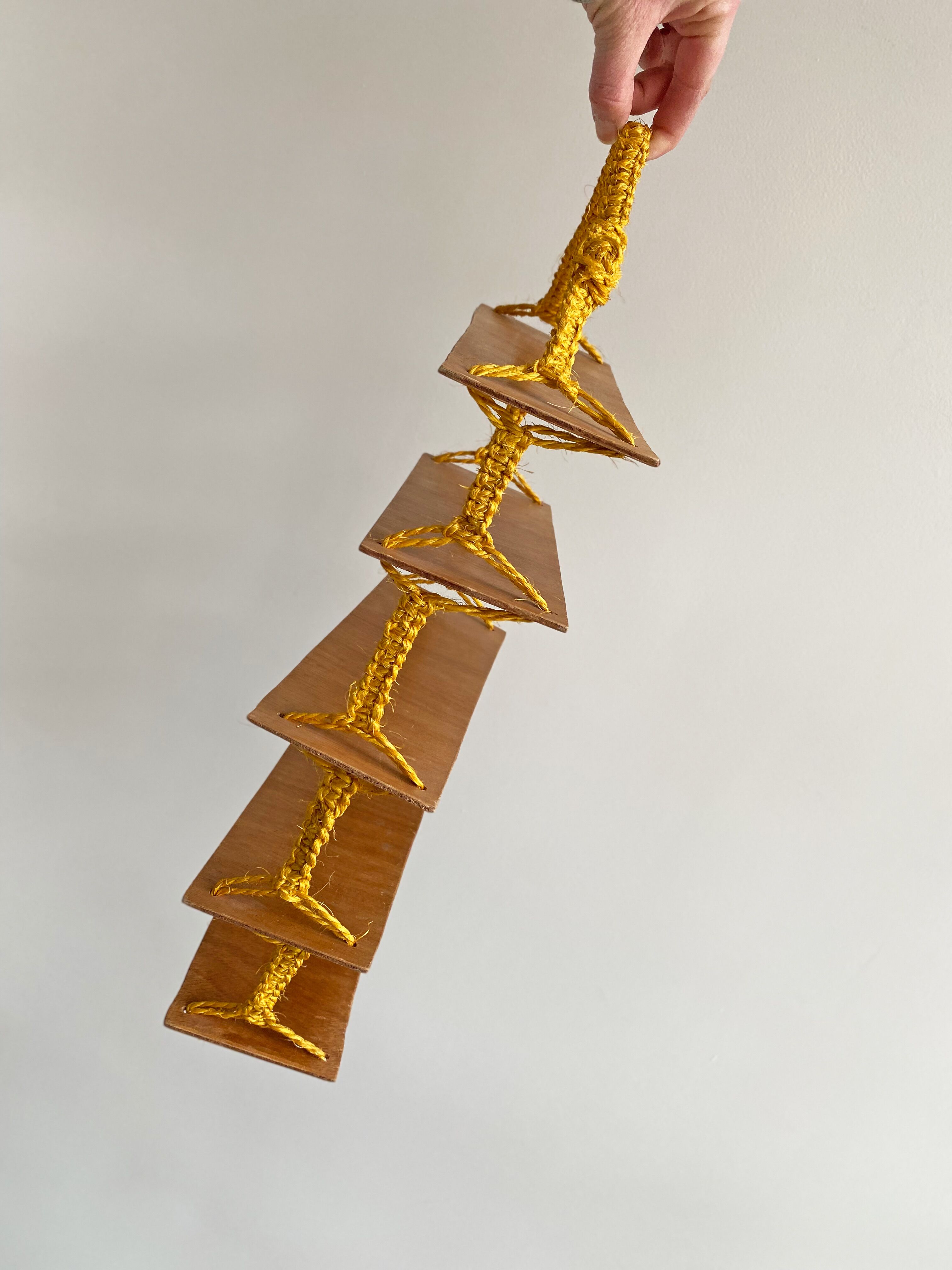 Vintage macrame wall hanging shelves