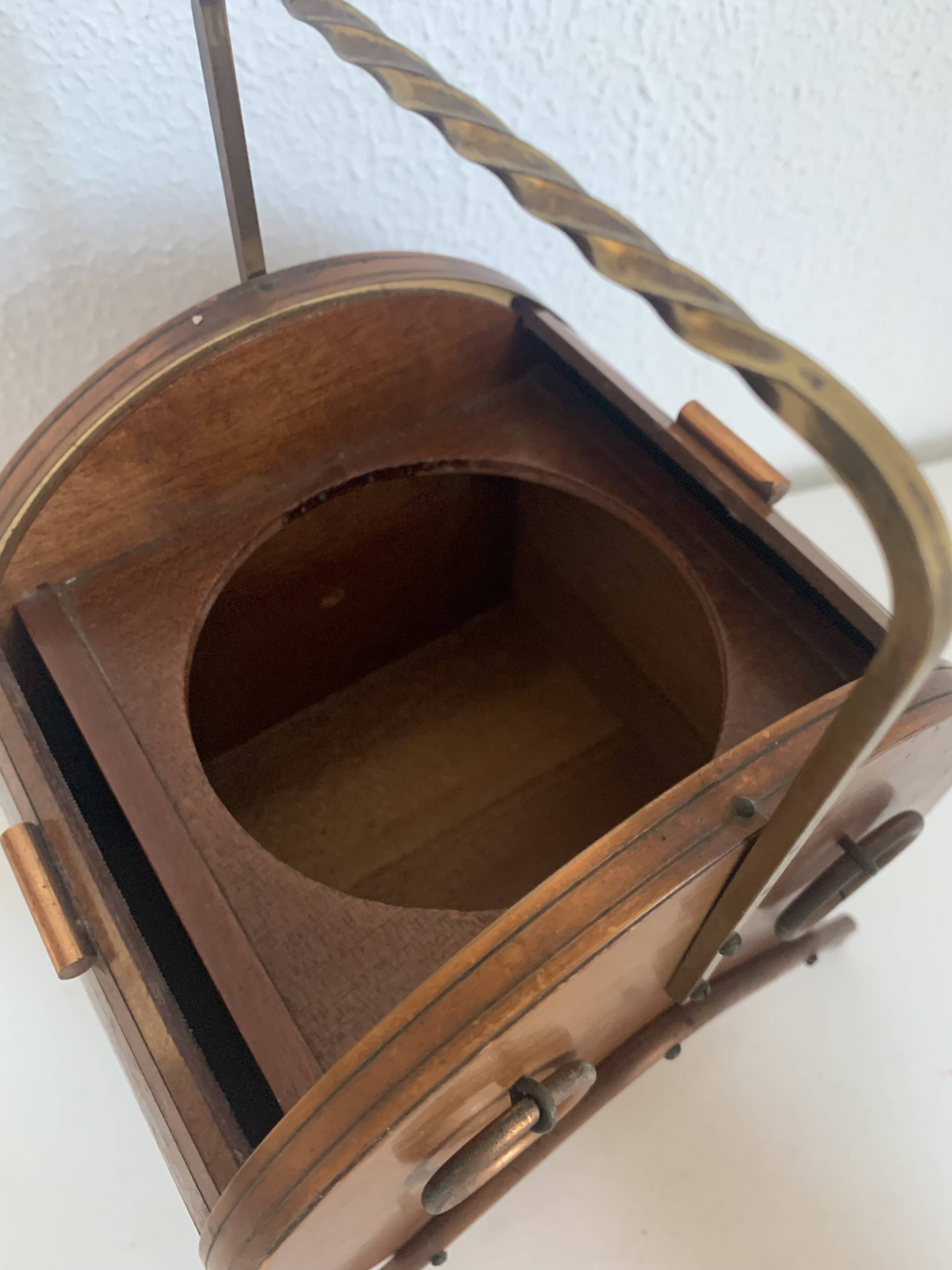 Pot vintage 1960 à tabac tabatière fut tonneau pipe vin - 25 x 14 cm