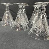 6 engraved light crystal glasses