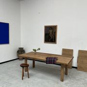 Large farm table from the 60s, in solid oak, with extensions