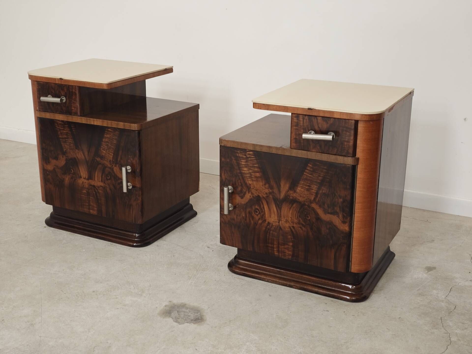Pair of bedside tables by Jindrich Halabala for Up Zavody art deco 1950
