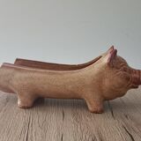 Cochon en grès, présentoir pour saucisson Vallauris