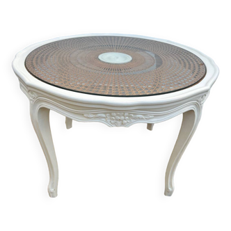 Table basse ronde avec cannage