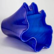 Vintage dark navy blue artistic vase from the mid-20th century.