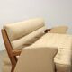 Vintage 3-seater sofa from the 50s-60s beige fabric wood