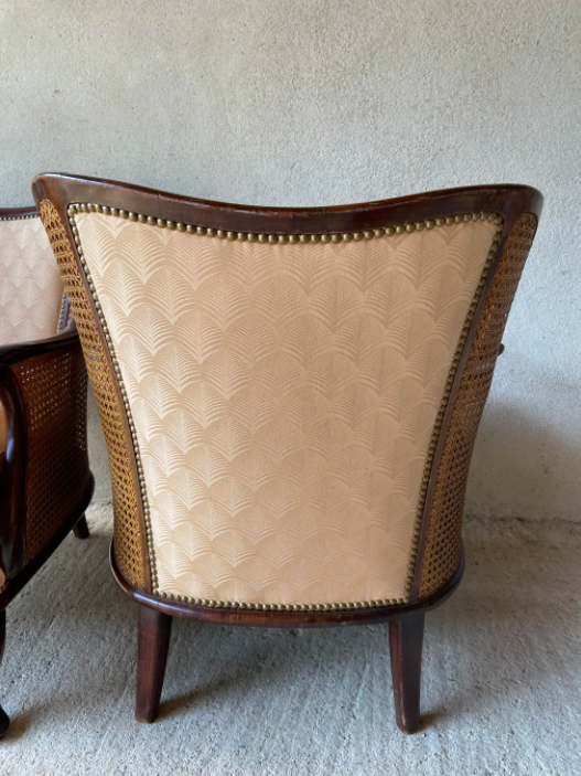 Pair of vintage 1940 canned armchairs