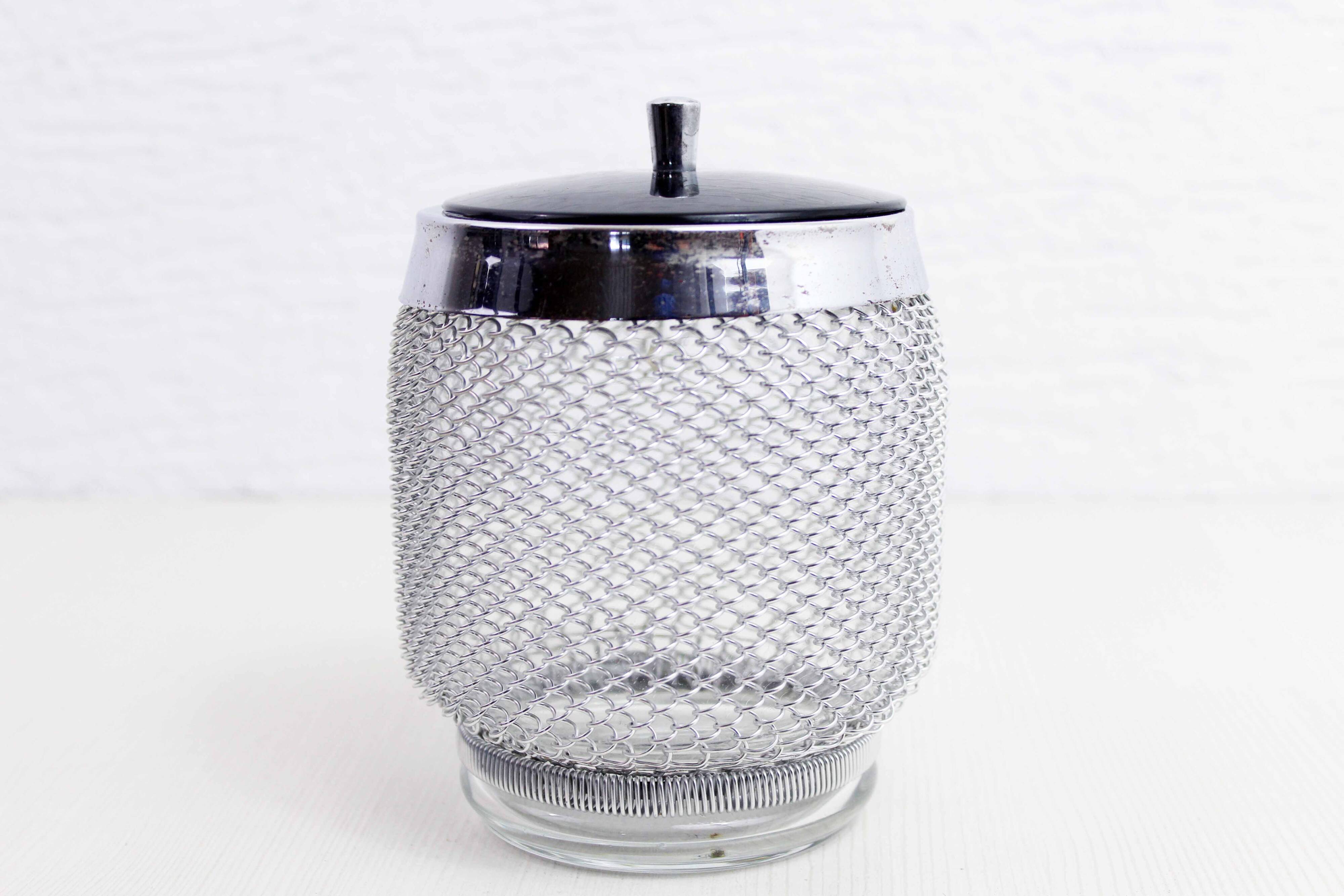 Vintage glass and metal ice bucket