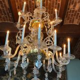 Liège lustre in blown glass, two levels of light arms, 18th century.