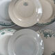 Compositions 6 green ironstone plates - Sarreguemines earthenware