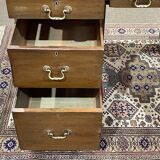 Late 19th century English mahogany desk with pedestals and leather top