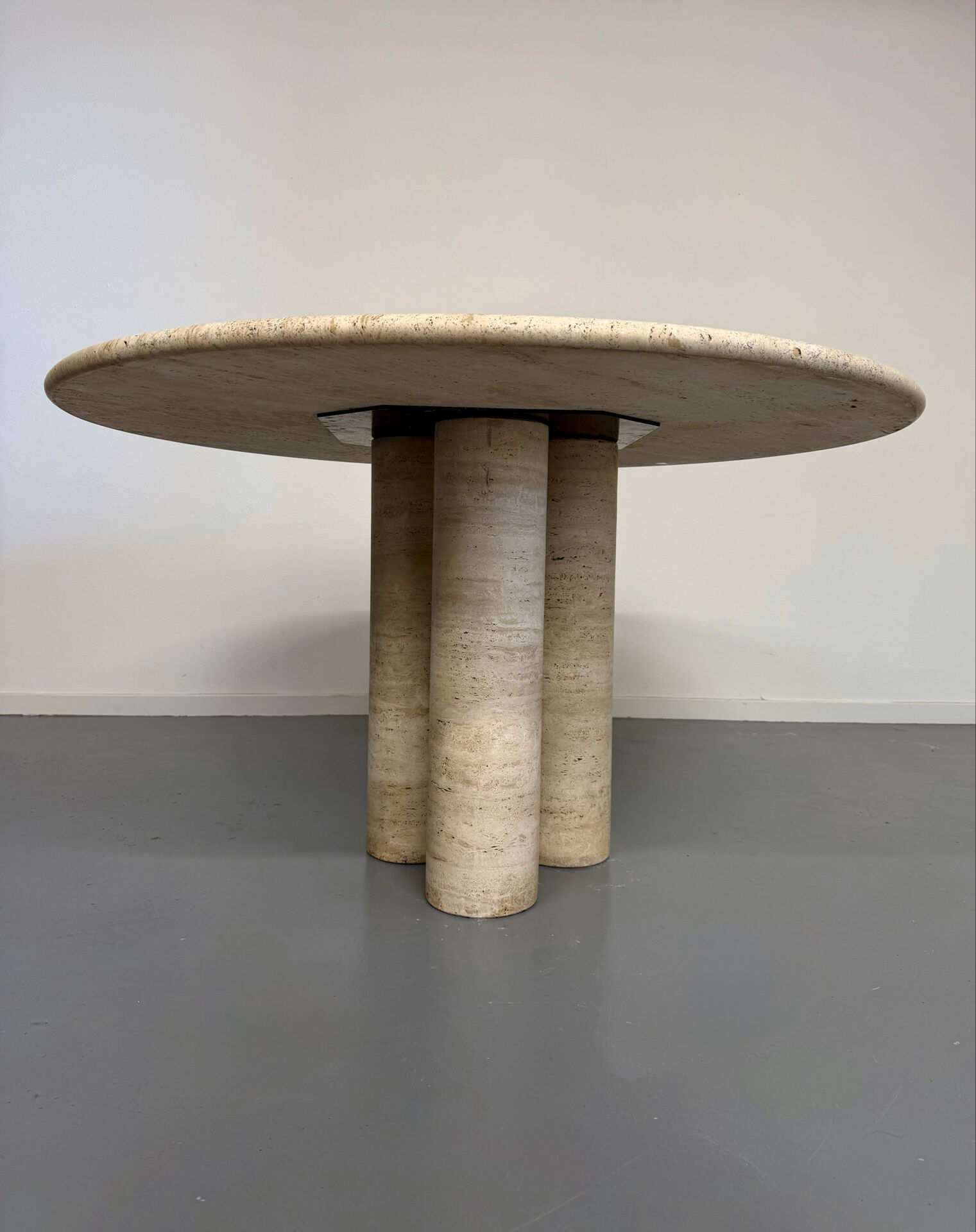 Large dining table Roche Bobois travertine Italian design 1970s