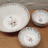 Set salad bowl and 8 Sarreguemines cups