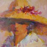 Huile sur Toile - Tableau Dame au Bonnet