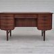 1960s, Danish double-sided, free standing desk, original condition, teak wood, drawers, sliding door