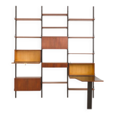 Italian mid century modern extra large wall unit with hidden desk, 1960s