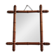 Antique mirror in turned wood imitating bamboo, 43 x 49 cm