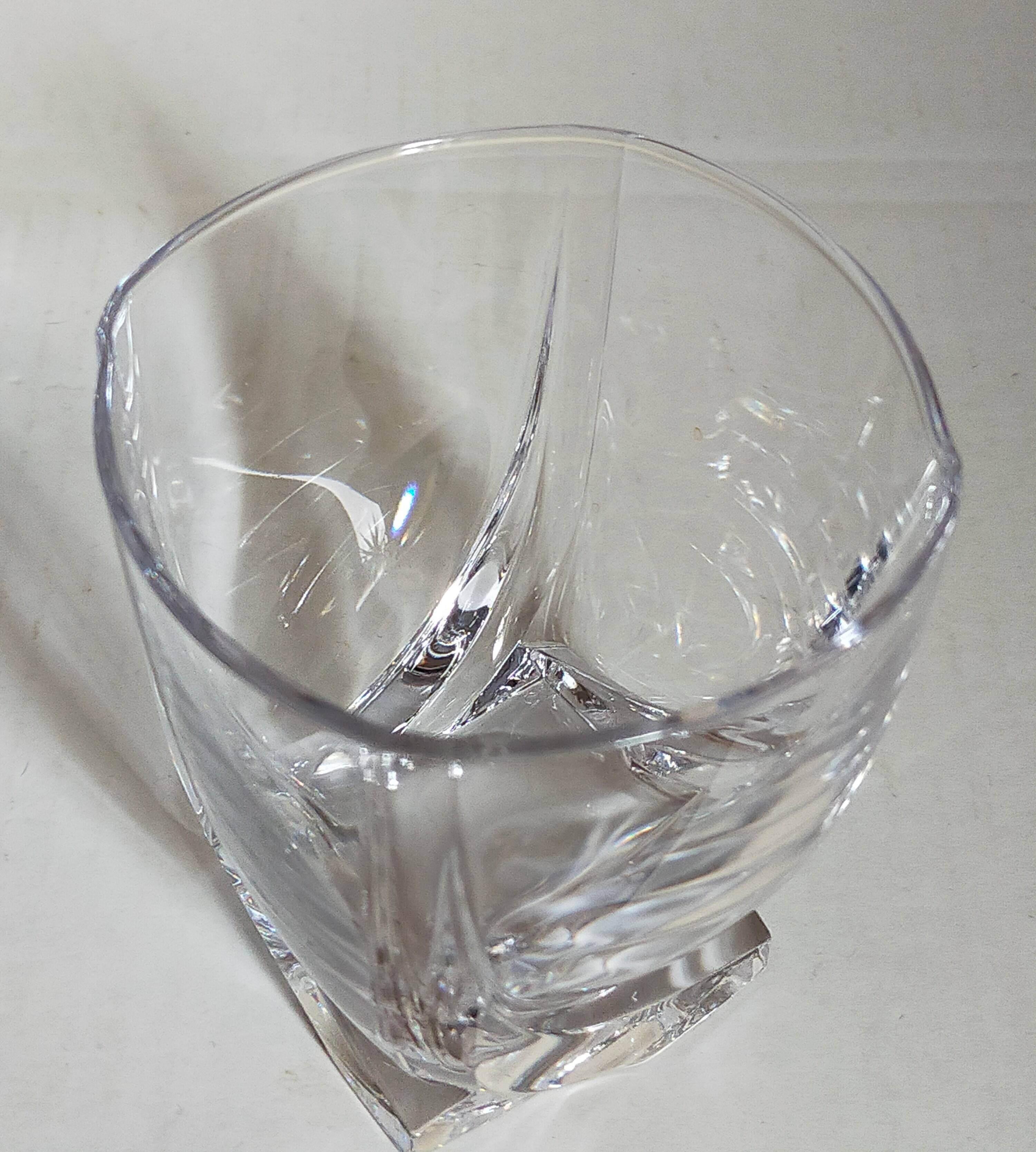 Five vintage crystal whiskey glasses