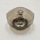 Smoked glass wall lamp or flush light by Hillebrand