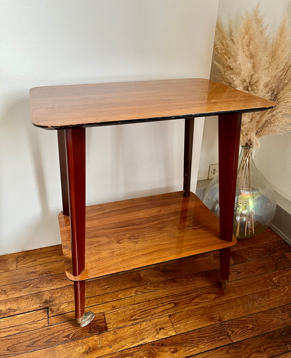 Vintage compass foot serving table 1950