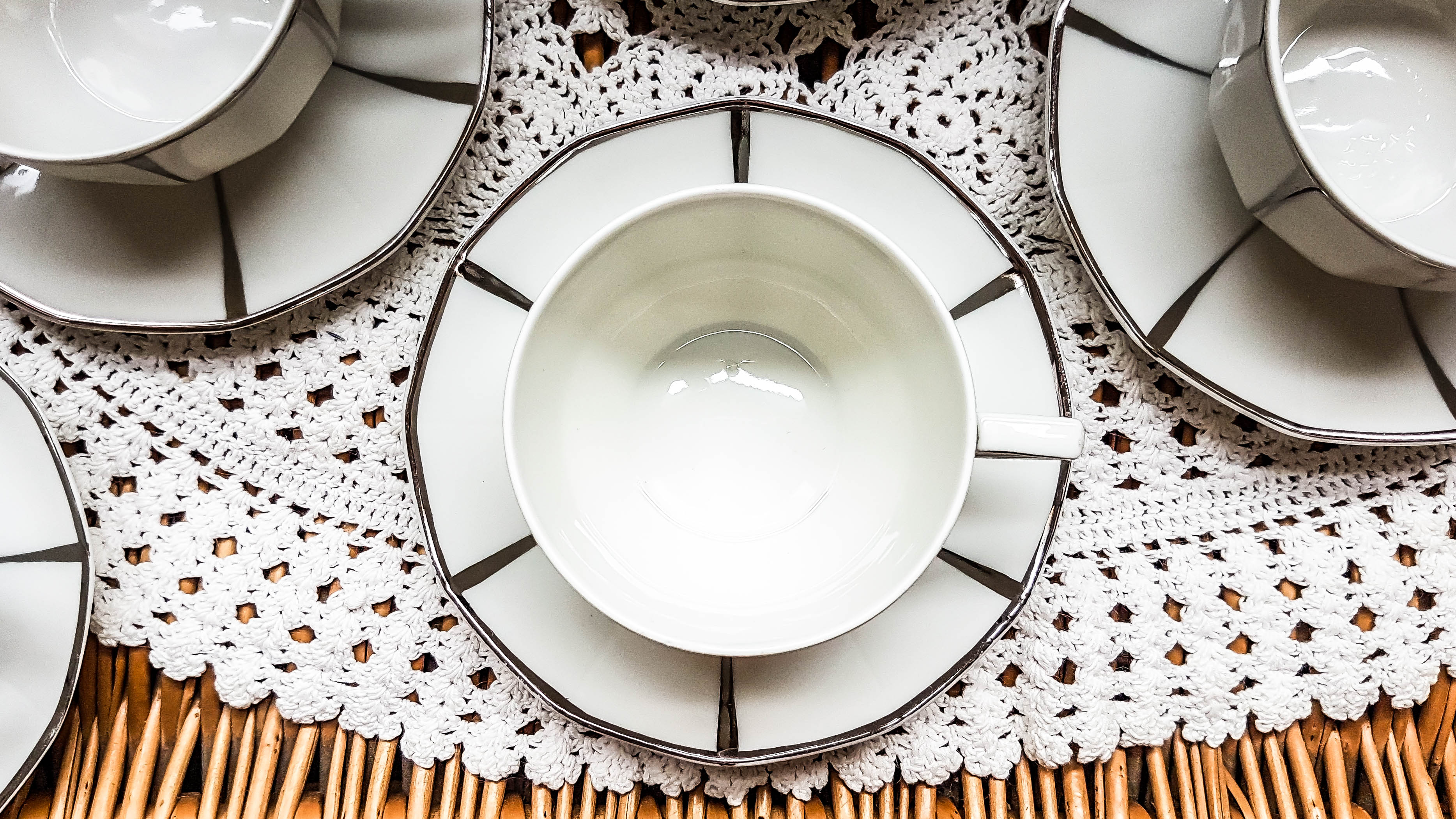 LIMOGES White and Silver Art Deco Style Coffee Service