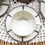 Service à café Limoges style art déco blanc et argent