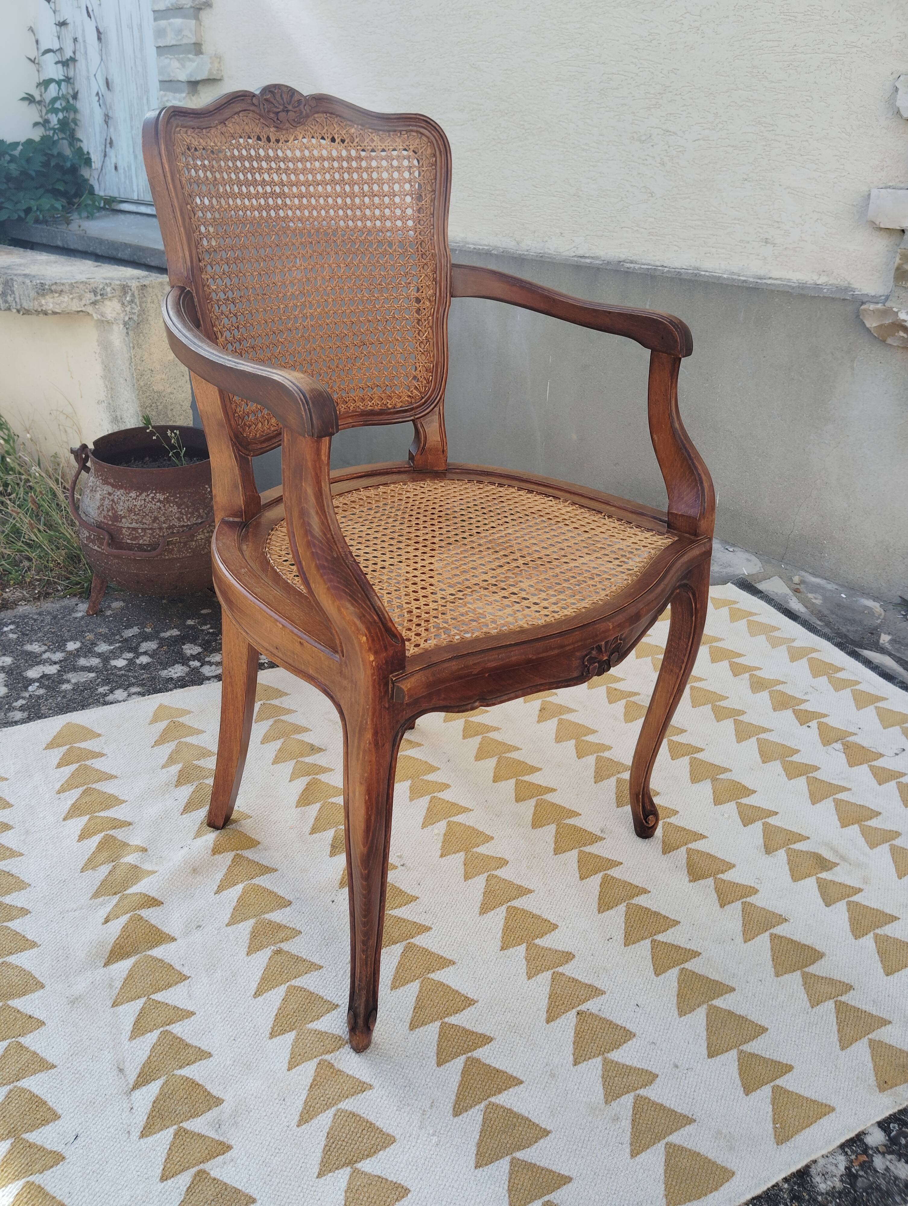Louis XV caned armchair