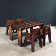 Constructivist Oak Dining Chairs, Belgium, 1960s, Set of 4